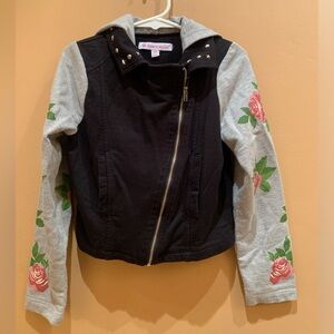American Girl Black and Gray Jacket with Floral Design